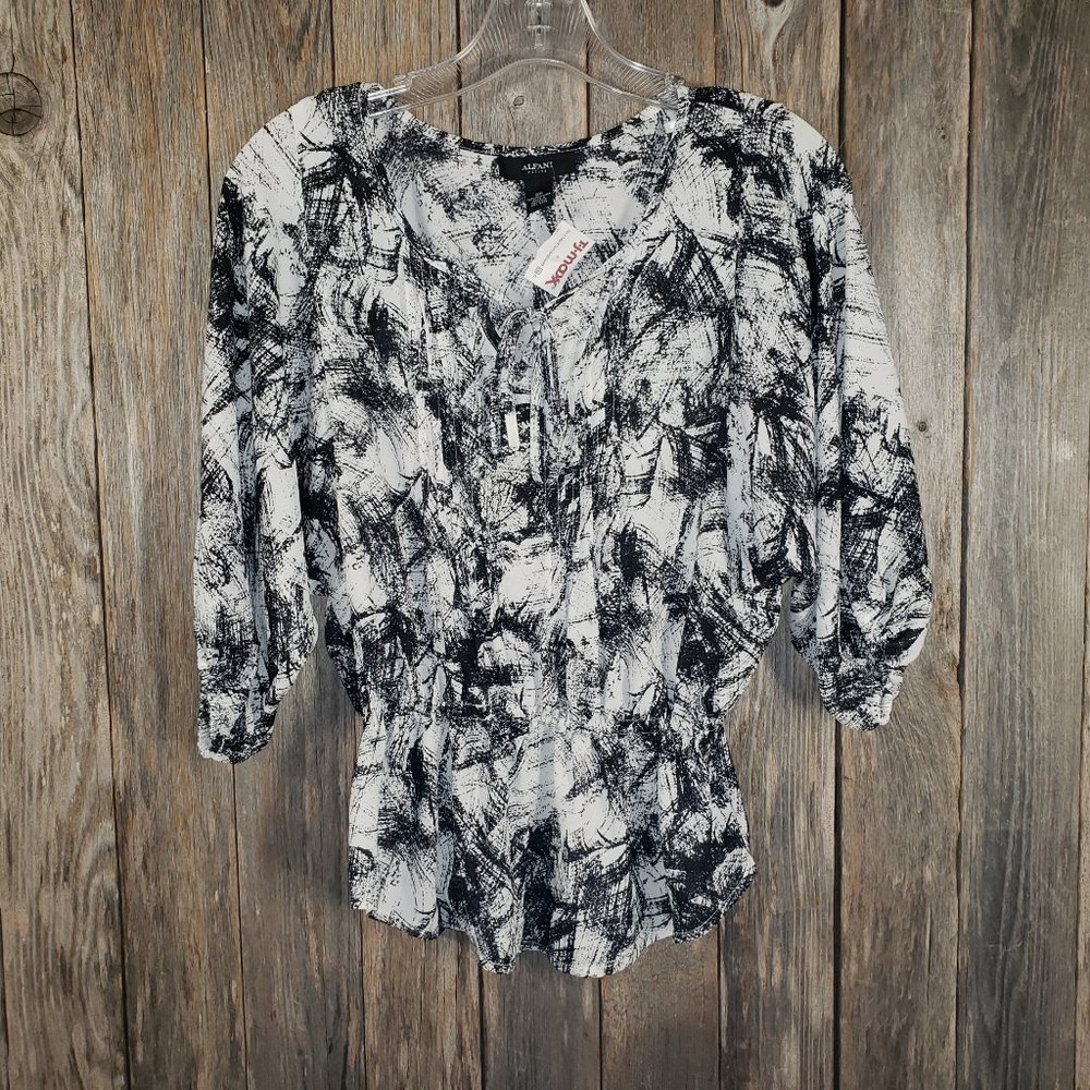 NEW Alfani Black Ivory‎ Peplum Blouse